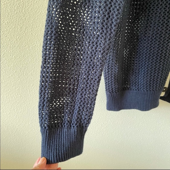 5/$20 Roxy City Escape Navy White Stripe Button Open Knit Cardigan Sweater-M - Picture 7 of 12